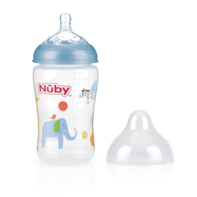 Nuby Light Blue Anti-Colic Wide Neck Bottle 3months+ 360ml RRP 7.99 CLEARANCE XL 2.99